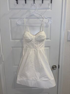 Hazel & Olive White Corset Babydoll Mini Dress Size Small Bustier Fit Flare